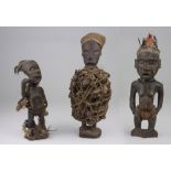 THREE WOODEN NKISI FIGURES, LOANGO, CONGO 20TH CENTURY