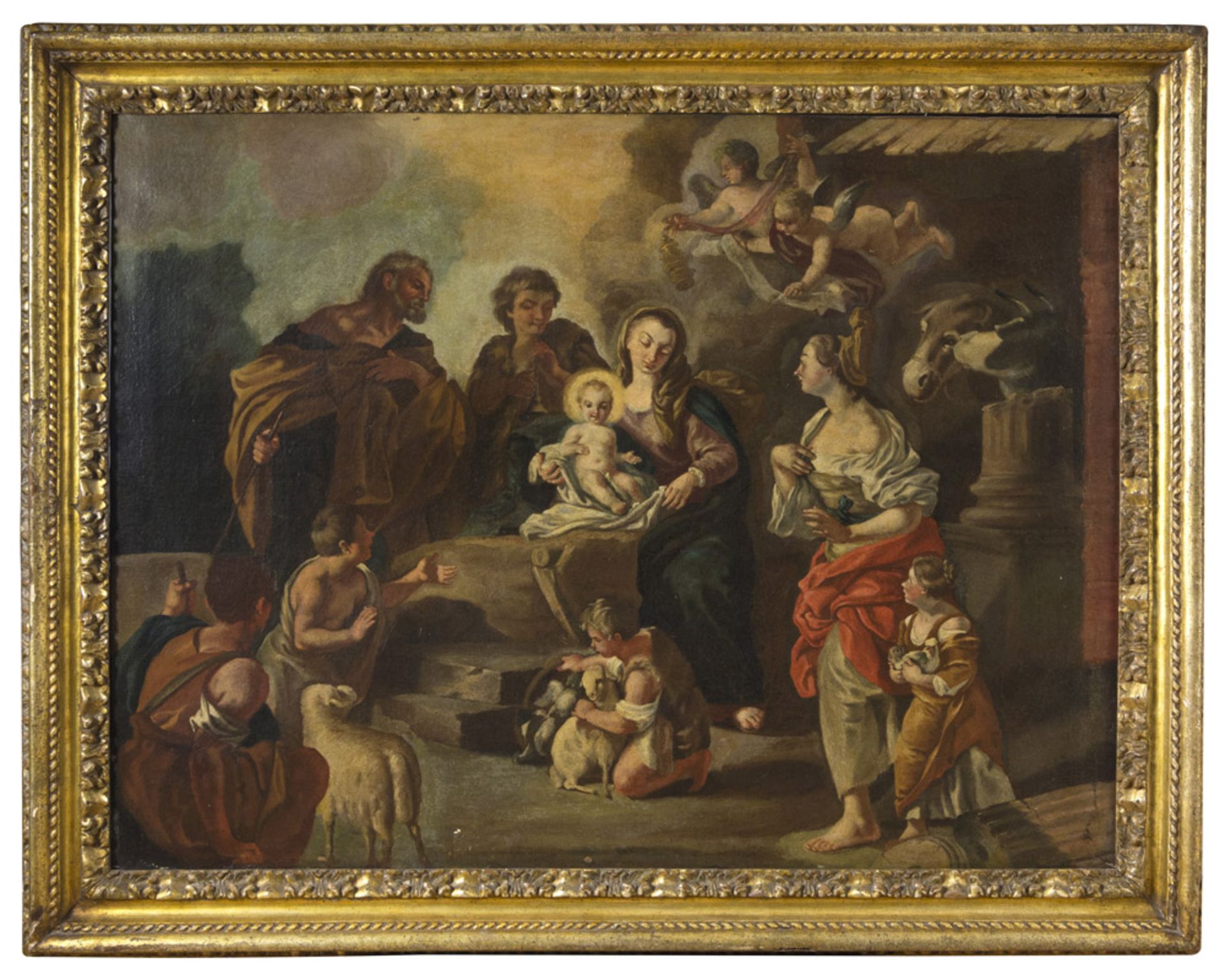 NEAPOLITAN PAINTER, 18TH CENTURY THE ADORATION BY THE SHEPHERDS Oil on canvas, cm. 76 x 102