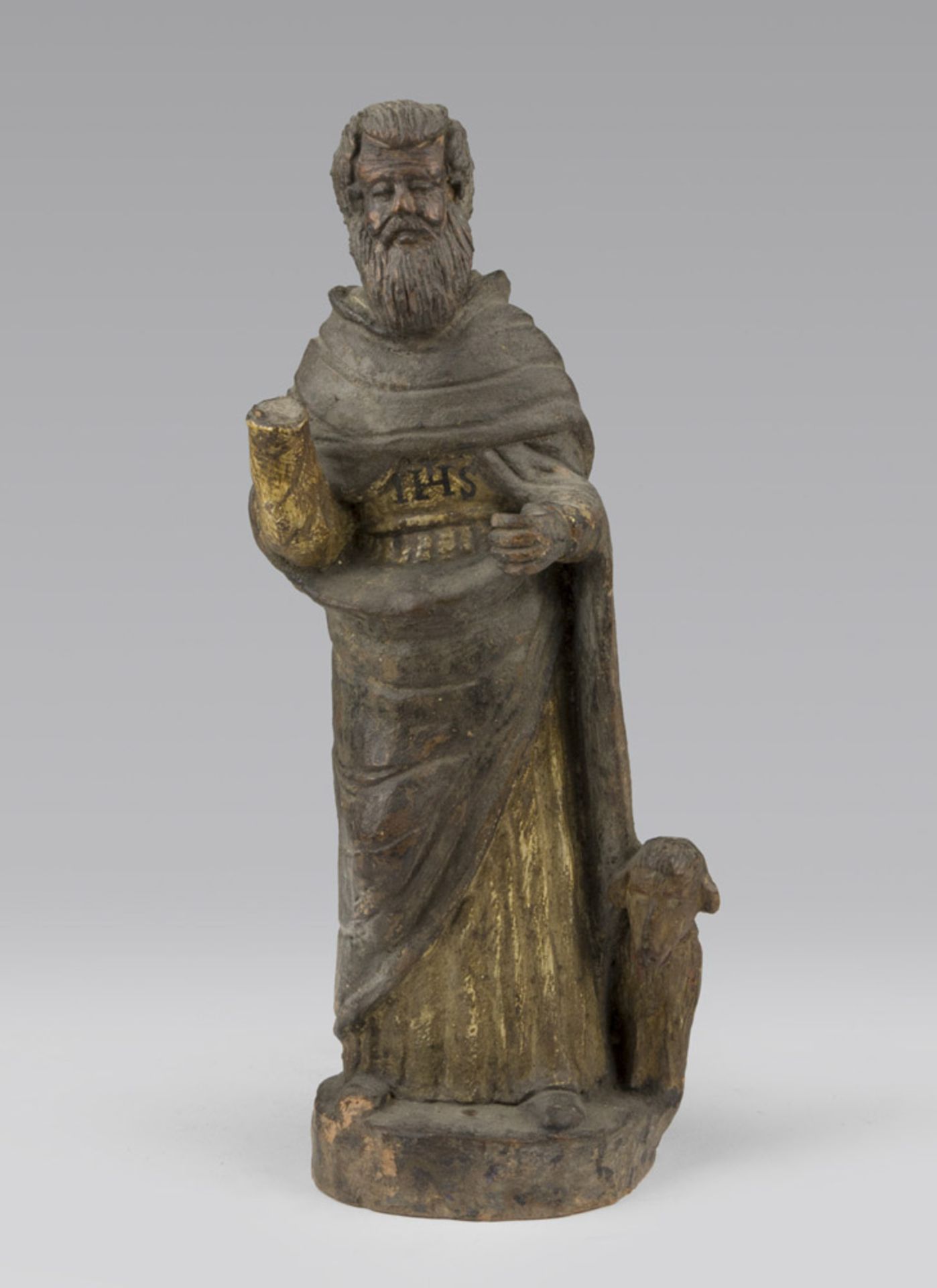 EARTHENWARE FIGURE OF SAINT JESUIT, 17TH CENTURY