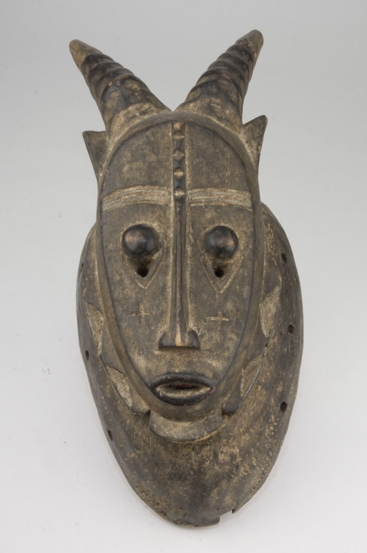 TWO WOODEN BAOULE' MASKS, IVORY COAST 20TH CENTURY - Image 2 of 2