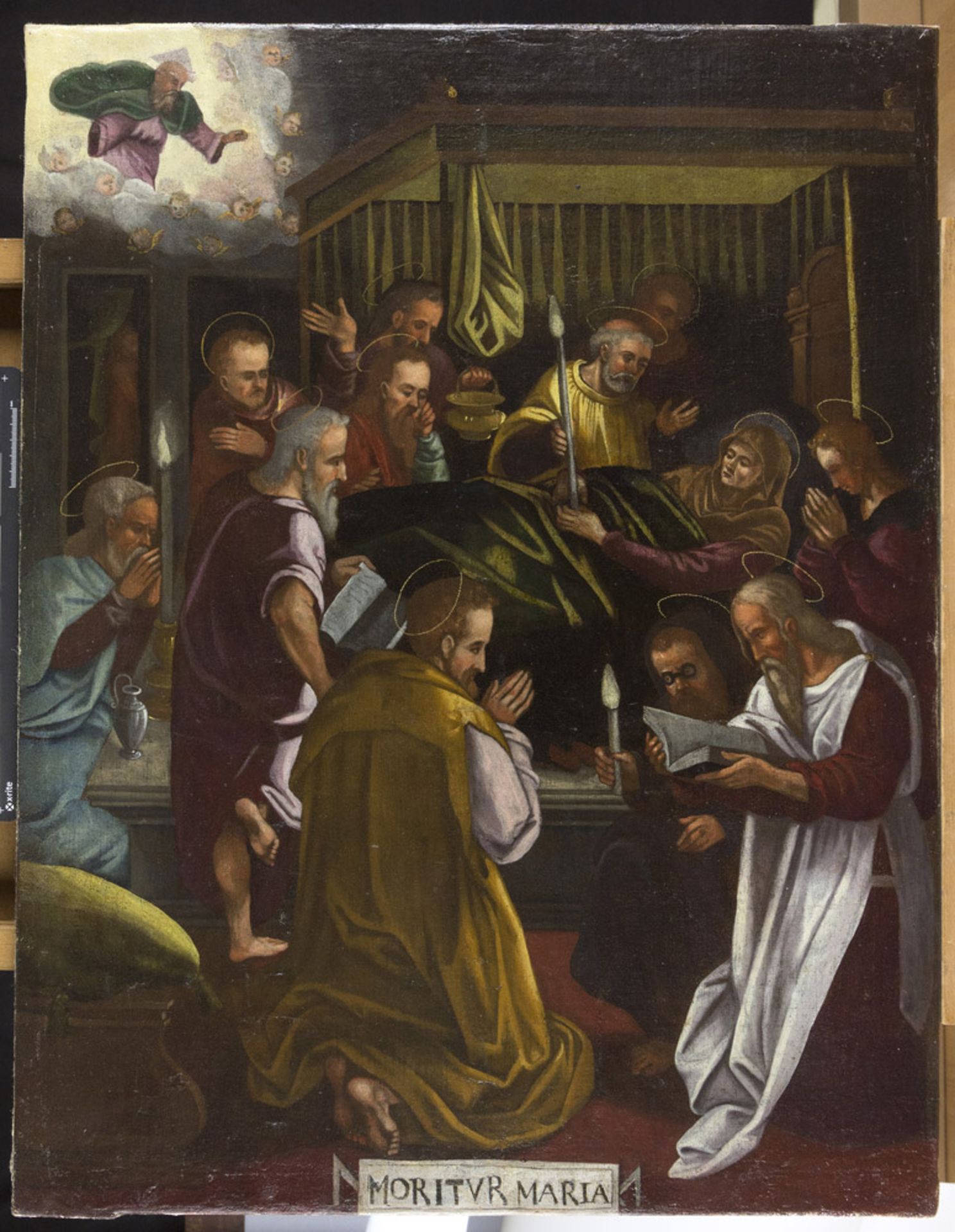 LATE MANNERIST PAINTER, EARLY 17TH CENTURY THE DEATH OF THE VIRGIN Oil on canvas, cm. 75,5 x 58