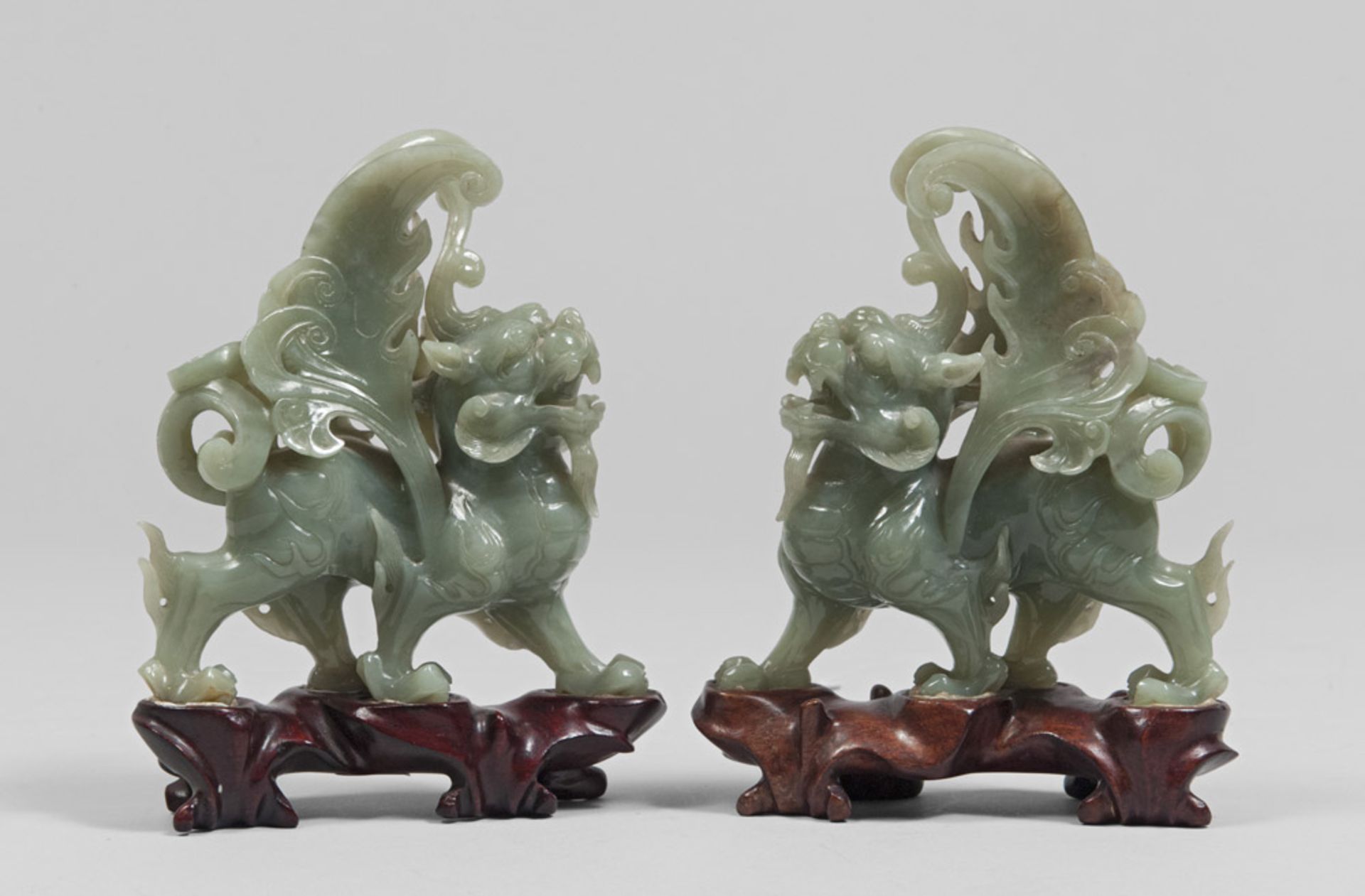 A PAIR OF CHINESE JADE SCULPTURES, 20TH CENTURY