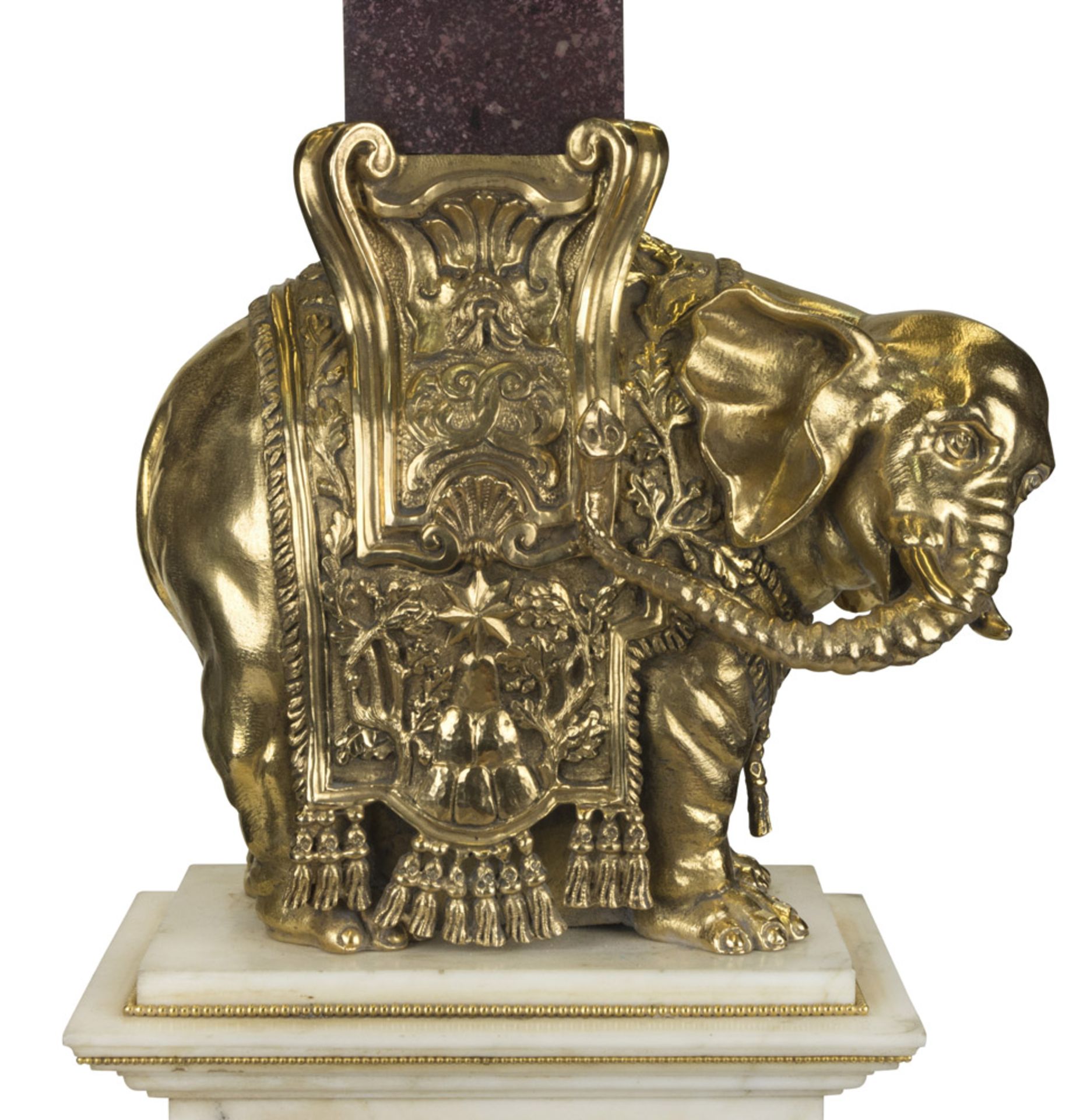 SPLENDID OBELISK MODEL IN MARBLE AND BRONZE, LATE 18TH, EARLY 19TH CENTURY body as elephant in - Image 3 of 3