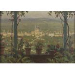 LAURENZIO LAURENZI (Assisi 1878 - Roma 1946) Veduta di Assisi Olio su tavoletta, cm. 25 x 35 Firma