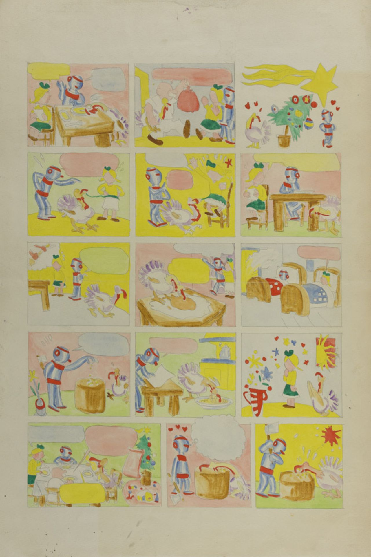 VINICIO BERTI (Firenze 1921 - 1991) Chiodino Natale 1965, anni '60 Tavola con fumetto a china a - Image 2 of 2
