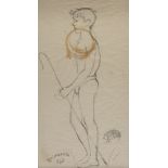 NINO TIRINNANZI (Greve in Chianti 1923 - 2002) Giovane con porcospino, 1927 Disegno a penna su