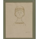 ANTONIO BUENO (Berlino 1918 - Fiesole 1984) Ritratto di ragazza con cappellino China su carta, cm.
