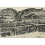 FRANCO GENTILINI (Faenza 1909 - Roma 1981) Paesaggio sulla Cossa, 1963 Carboncino su carta, cm. 22 x