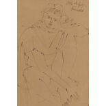 PERICLE FAZZINI (Grottamare 1913 - Roma 1987) Figura seduta, 1948 Inchiostro su carta, cm. 43 x 29