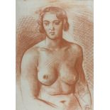 ACHILLE FUNI, att. a (Ferrara1890 - Appiano Gentile 1972) Ritratto di donna, anni '40 Sanguigna su