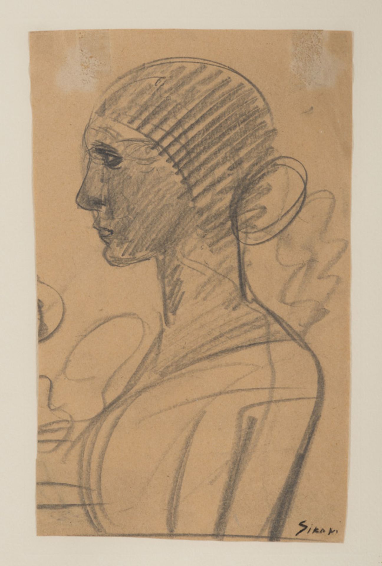 MARIO SIRONI (Sassari 1885 - Milano 1961) Busto di donna, seconda metà anni '20 Matita su carta, cm.