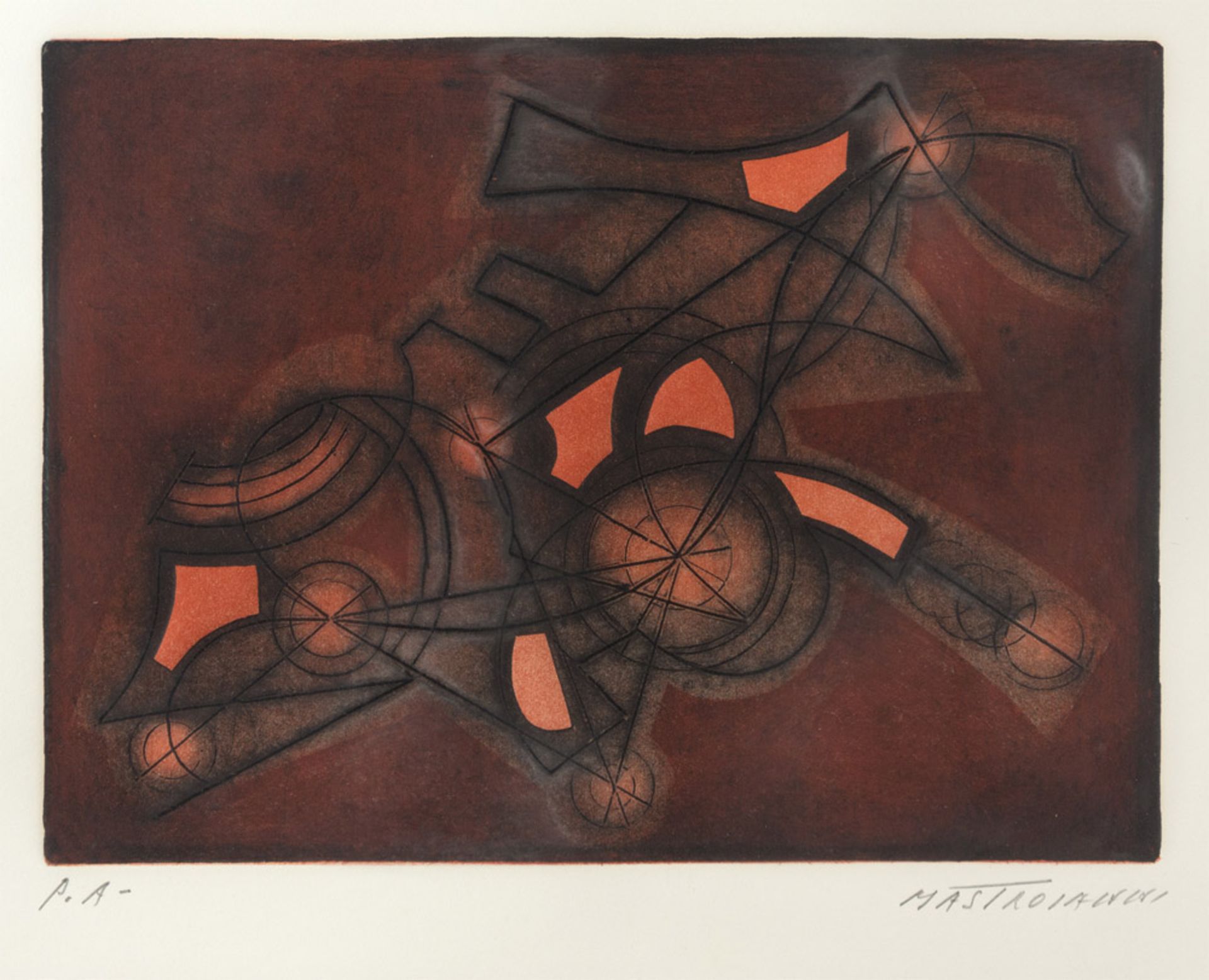 UMBERTO MASTROIANNI (Fontana Liri 1910 - Marino 1998) Senza titolo Serigrafia a colori, ex. P.A.