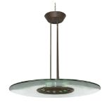 MAX INGRAND (Bressuire 1908 - Parigi 1969) PER FONTANA ARTE Lampadario, 1954 Disco in cristallo