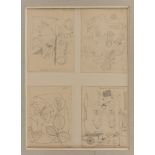 HANS REICHEL (Würzburg 1892 - Parigi 1958) Composizioni, 1926 Quattro disegni a matita su carta