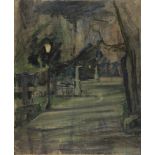 GIOVANNI STRADONE (Roma 1911 - 1981) Parco del Pincio di notte Olio su tela, cm. 55 x 45,5