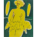 SANTE MONACHESI (Macerata 1910- Roma 1991) Nudo femminile con cane Olio su tela, cm. 100 x 80