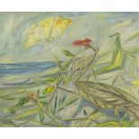 GIOVANNI STRADONE (Roma 1911 - 1981) Pianta con farfalla Olio su tela, cm. 49 x 59 PROVENIENZA