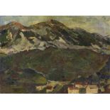 PITTORE DEL NOVECENTO Paesaggio montano Olio su tela, cm. 50 x 70