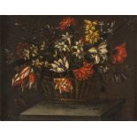 LOMBARD PAINTER, 17TH CENTURY TWO COMPOSITIONS OF FLOWERS IN A CHEST