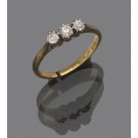 RING RIVIERE in yellow gold 18 kts., decorated with three diamonds ancient cut. Diamond ct. 0.30,