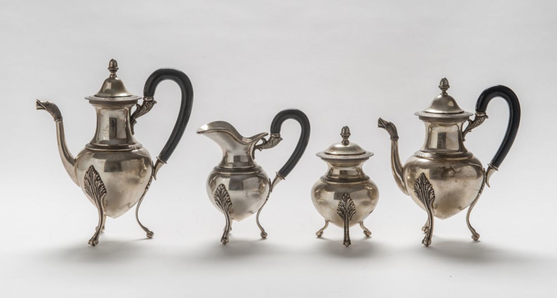 MIGNON SILVER TEA AND COFFEE SERVICE, Punch Florence 1944/1968 Consisting of teapot, coffeepot, milk