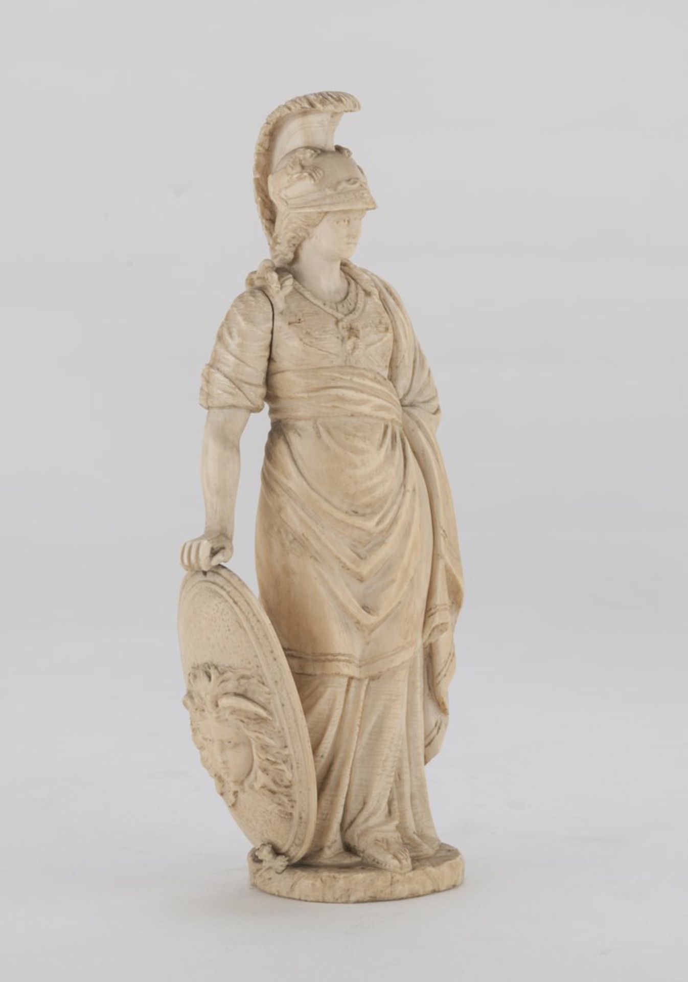 IVORY SCULPTURE OF THE MINERVA, LATE 18TH CENTURY in statuary pose. Plain basement. Measures cm.