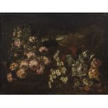 NORTHERN ITALY PAINTER, SECOND HALF OF THE 17TH CENTURY STILL-LIFE OF FLOWERS IN LANDSCAPE WITH