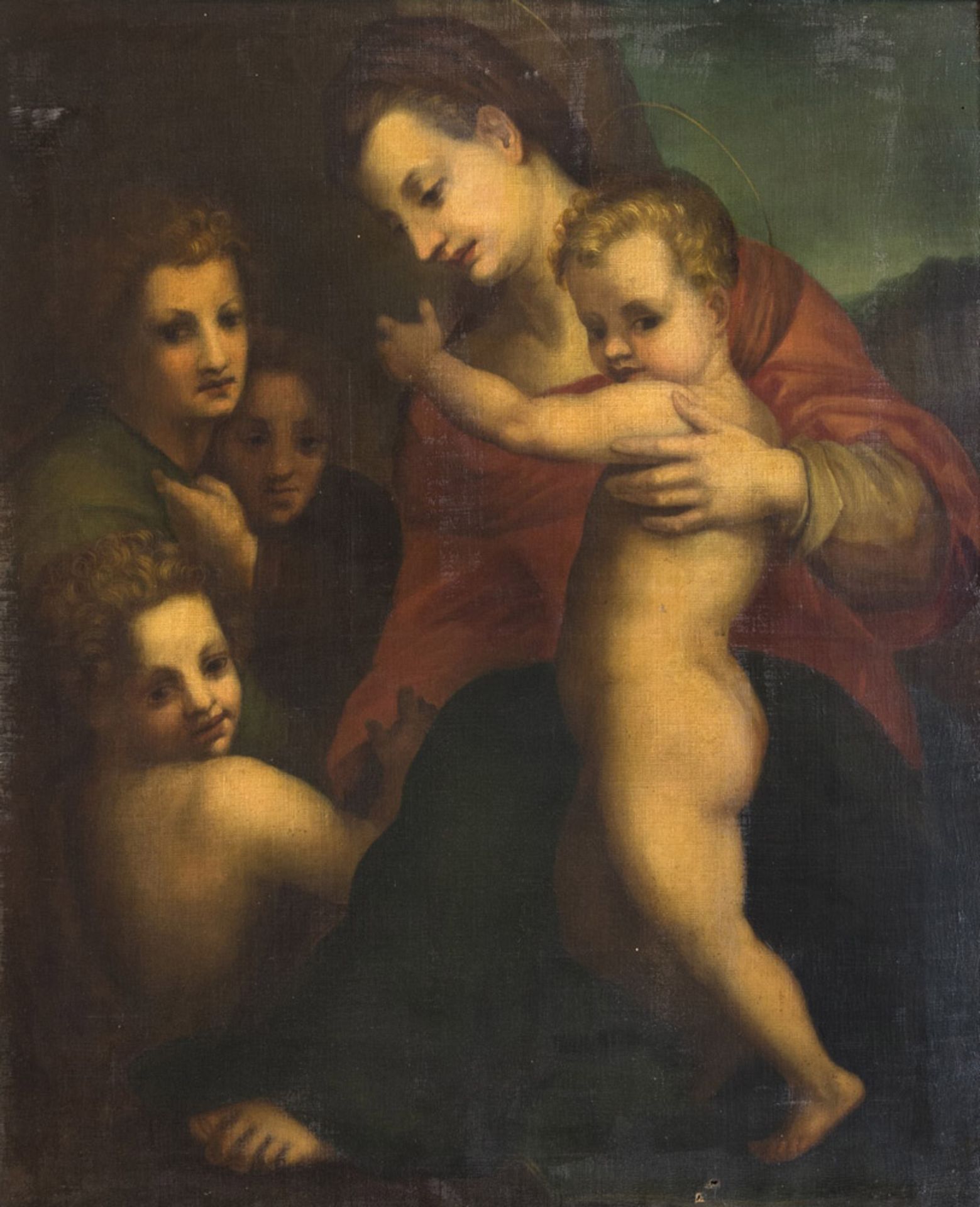 FLORENTINE PAINTER, 18TH CENTURY VIRGIN WITH CHILD AND INFANT SAINT JOHN, AFTER ANDREA DEL SARTO