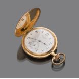 POCKET WATCH, BRAND CHRONOMETRE AVENIR in yellow gold 18 kts., white enamel dial with Arabic