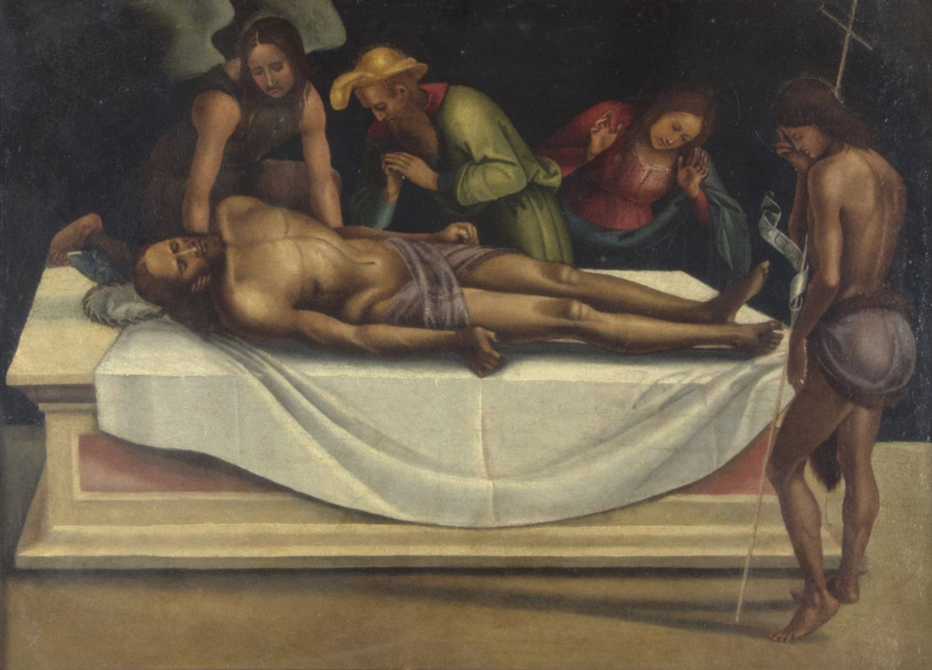 FOLLOWER OF LUCA SIGNORELLI, 16TH CENTURY CHRIST LAID IN THE SEPULCHRE