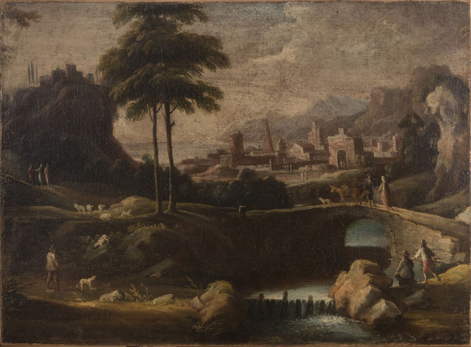 FOLLOWER OF DOMENICO BRANDI ACTIVE IN SOUTHERN ITALY, 18TH CENTURY FANTASY LANDSCAPE WITH