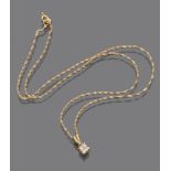 CHOKER in yellow gold 18 kts., with pending diamond princeps cut. Length cm. 42, diamond ct. 0.20,