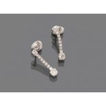 ATTRACTIVE PAIR OF EARRINGS in white gold 18 kts., decorated with diamonds. Diamonds ct. 0.70 ca.,