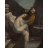 VENETIAN PAINTER, END 17TH CENTURY SUSANNA AND THE ELDERS Oil on canvas, cm. 111 x 89,5 PROVENANCE