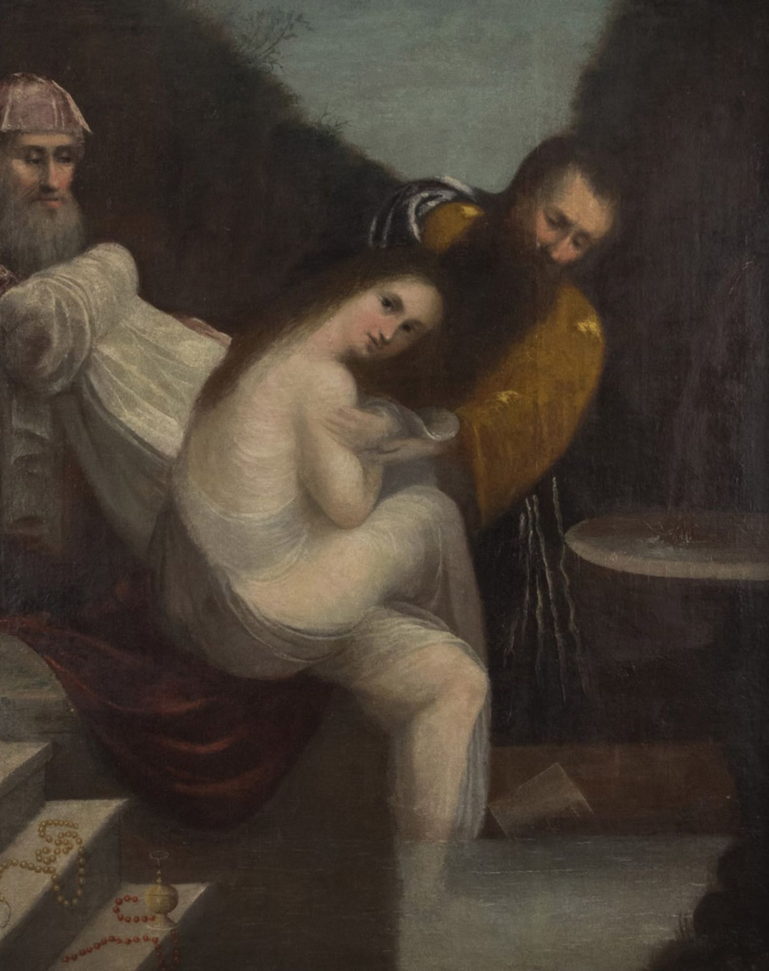 VENETIAN PAINTER, END 17TH CENTURY SUSANNA AND THE ELDERS Oil on canvas, cm. 111 x 89,5 PROVENANCE