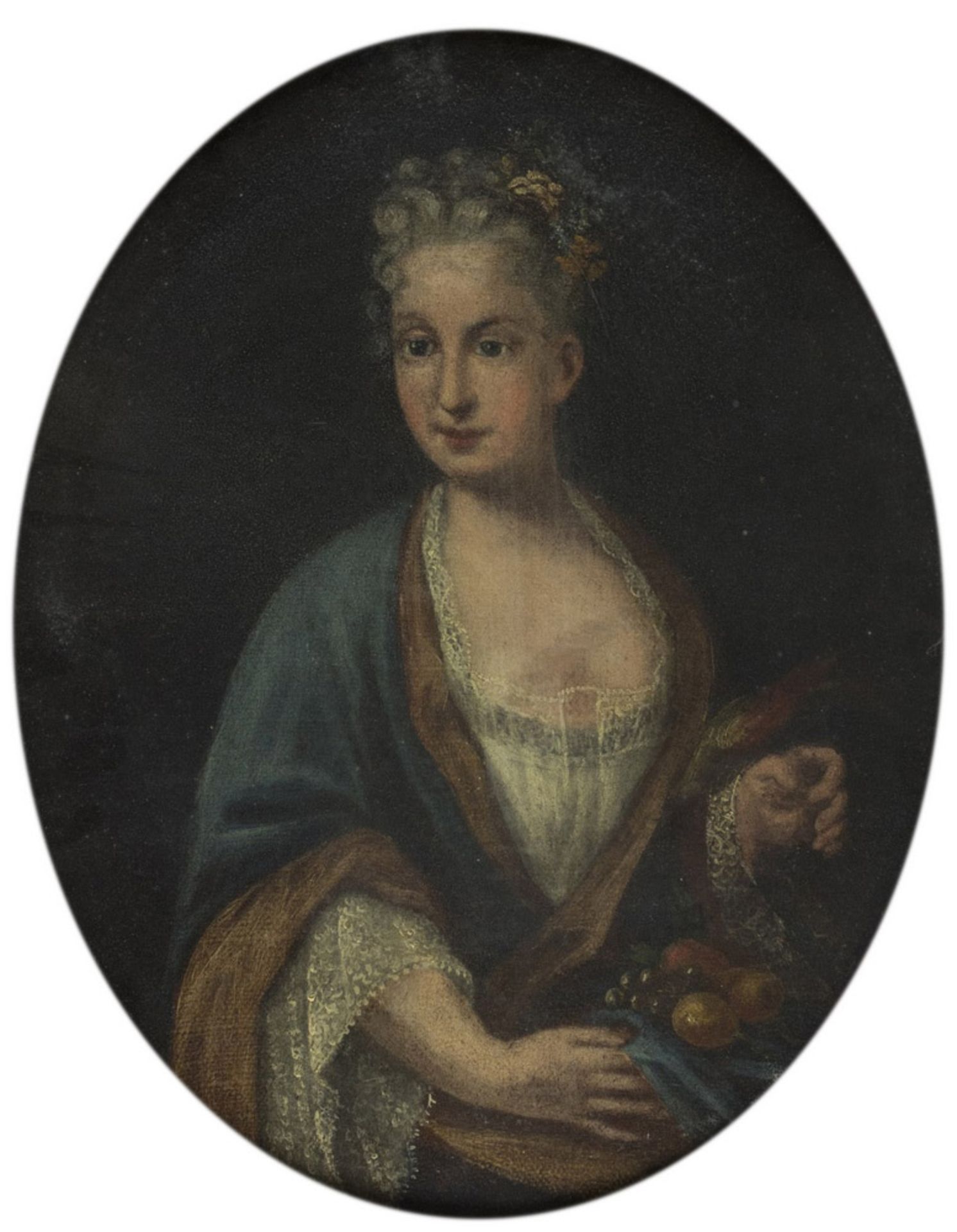 ITALIAN PAINTER, 18TH CENTURY WOMAN'S PORTRAIT WITH FRUITS WOMAN'S PORTRAIT WITH FLOWERS