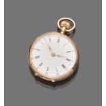 POCKET WATCH, BRAND DUREAN & CIE to disappearance, in yellow gold 18 kts., white enamel dial with