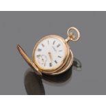 POCKET WATCH, BRAND K. SERKIKOFF in yellow gold 9 kts., white enamel dial with Roman numerals and