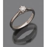 SOLITAIRE RING in white gold 18 kts., embellished with round cut diamond. Diamond ct. 0.25, total