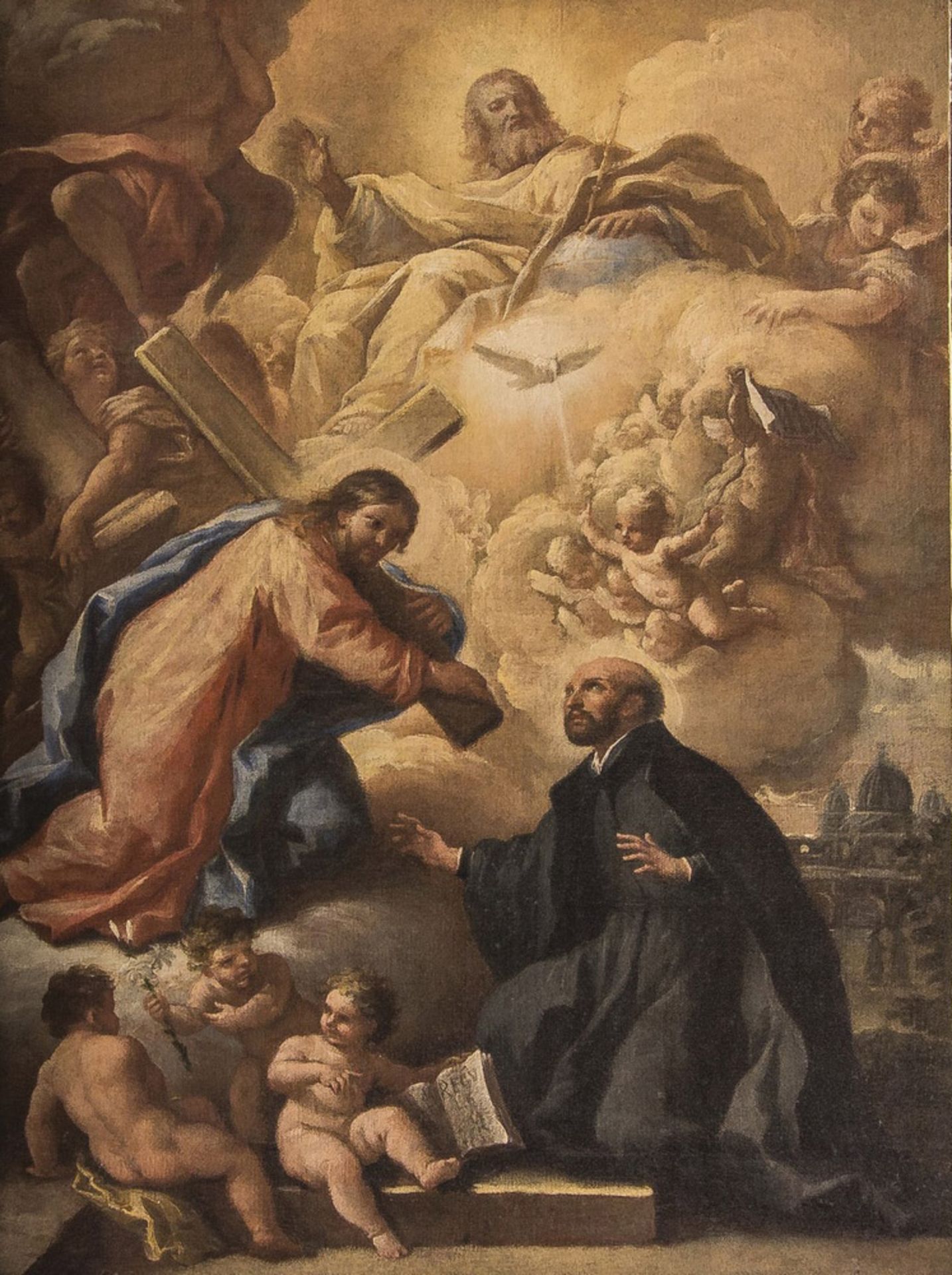 NICOLA MALINCONICO, att. a (Naples 1663 - 1726) CHRIST APPEARS TO SANT'IGNAZIO Oil on canvas, cm. 63