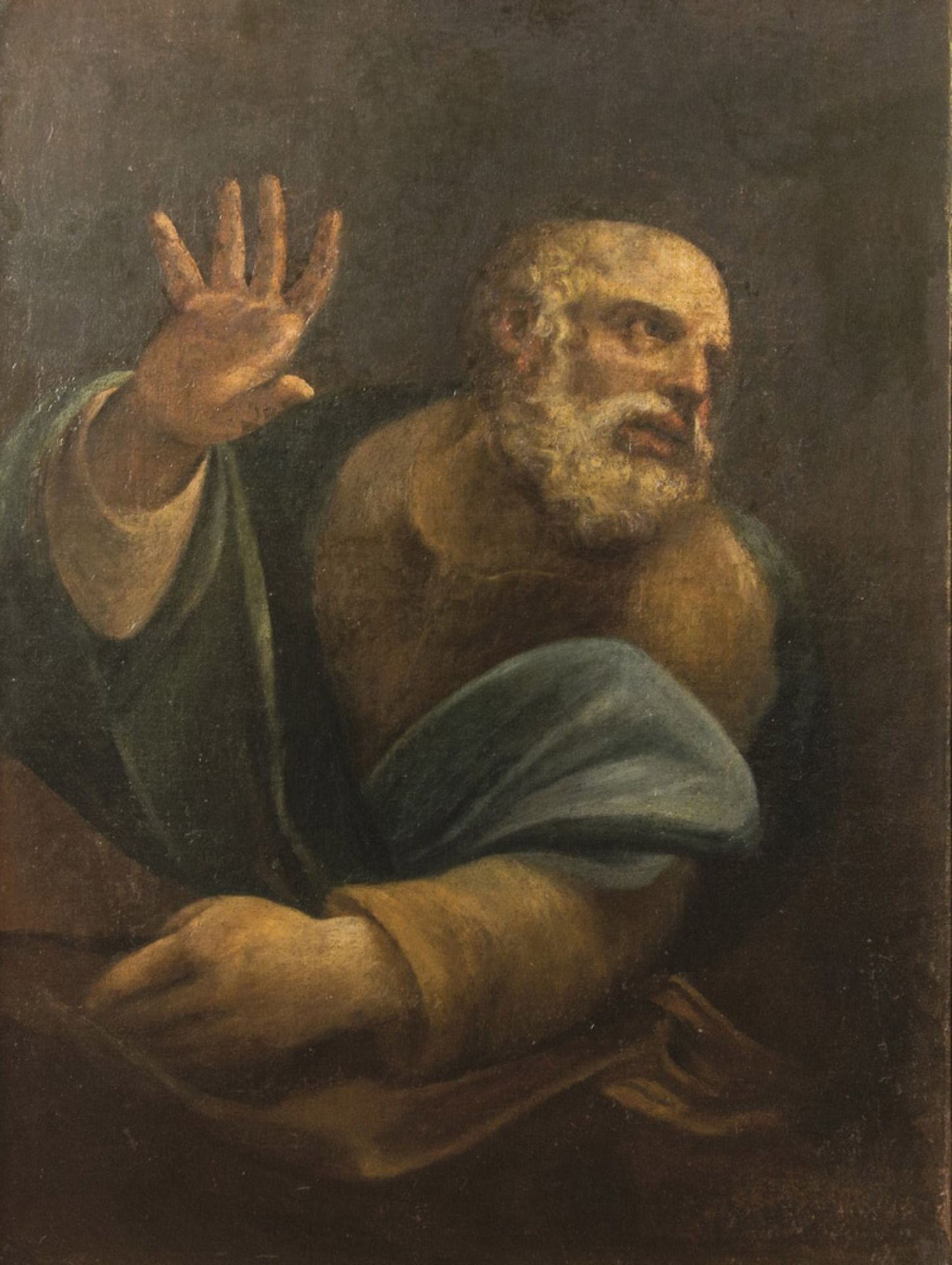 STEFANO MAGNASCO, workshop of (Genoa 1635 - 1672/73) SAINT PETER Oil on canvas, cm. 96 x 72