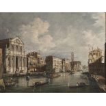 FRANCESCO GUARDI, att. to (Venice 1712 - 1793) VIEW OF GREAT CANAL WITH CHURCH OF THE BAREFOOTED Oil