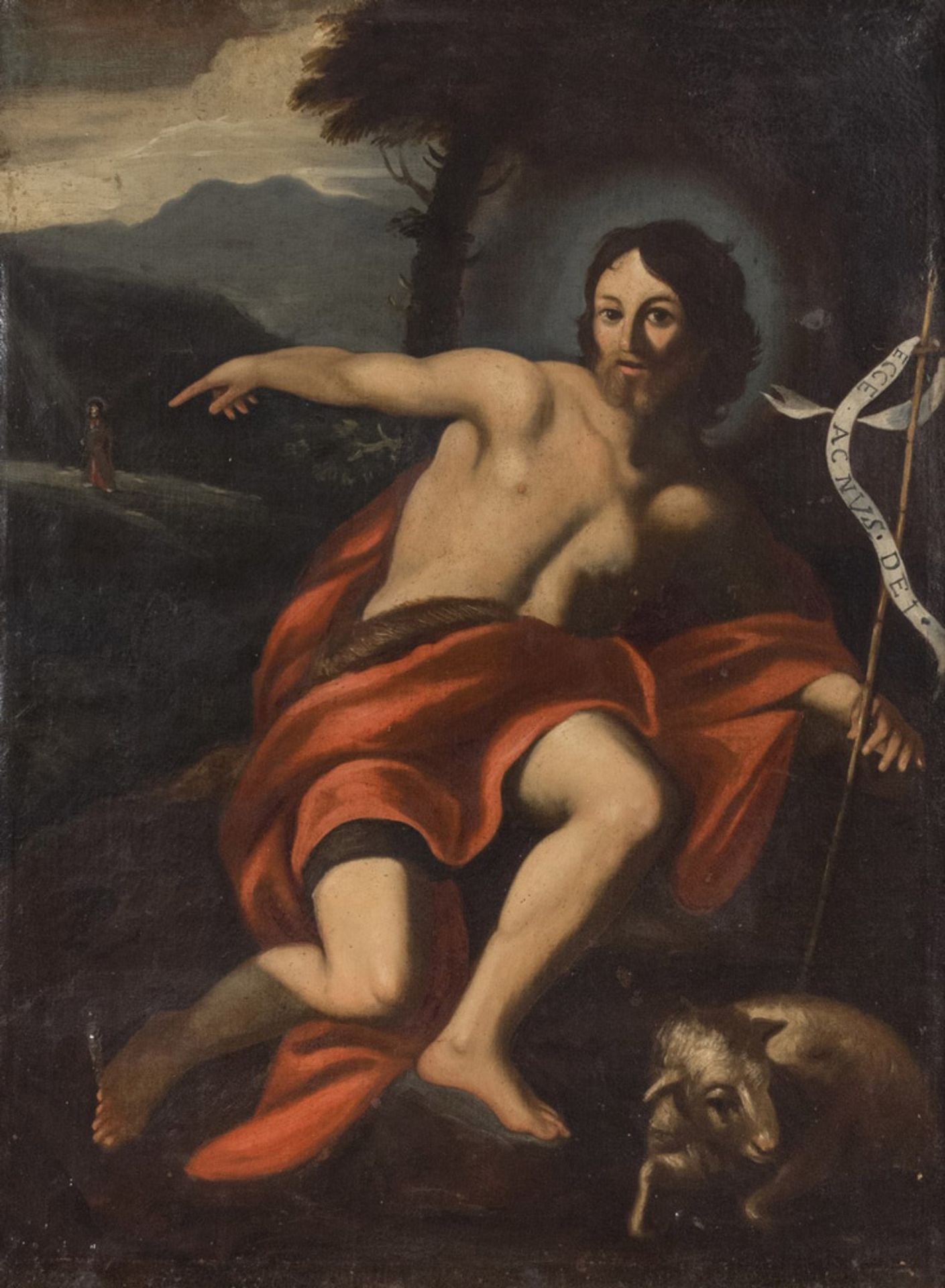 BOLOGNESE PAINTER, 17TH CENTURY ST. JOHN BAPTIST INDICATES THE SAVIOR