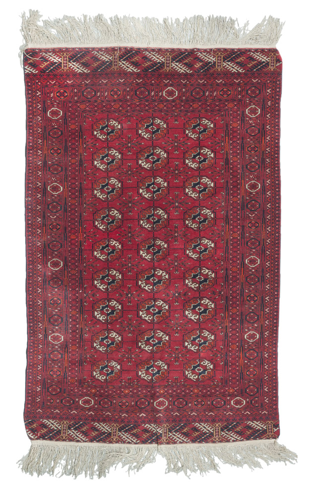 RUSSIAN BUKHARA CARPET, FIRST HALF 20TH CENTURY with modular design and secondary motifs of stars,