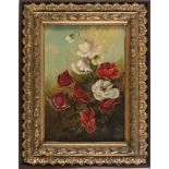 ITALIAN PAINTER, 19TH CENTURY Red and white wildflowers Oil on canvas, cm. 58 x 40 Not signed Gilded
