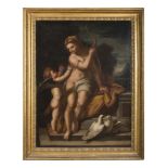 BOLOGNESE PAINTER, SECOND HALF 17TH CENTURY Venus disarming Cupid Oil on canvas, cm. 98 x 74,5