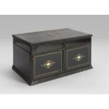 JOB CASKET IN EBONY, PERIOD NAPOLEONE III with inlays in gilded metal, nacre and turtle. Two drawers