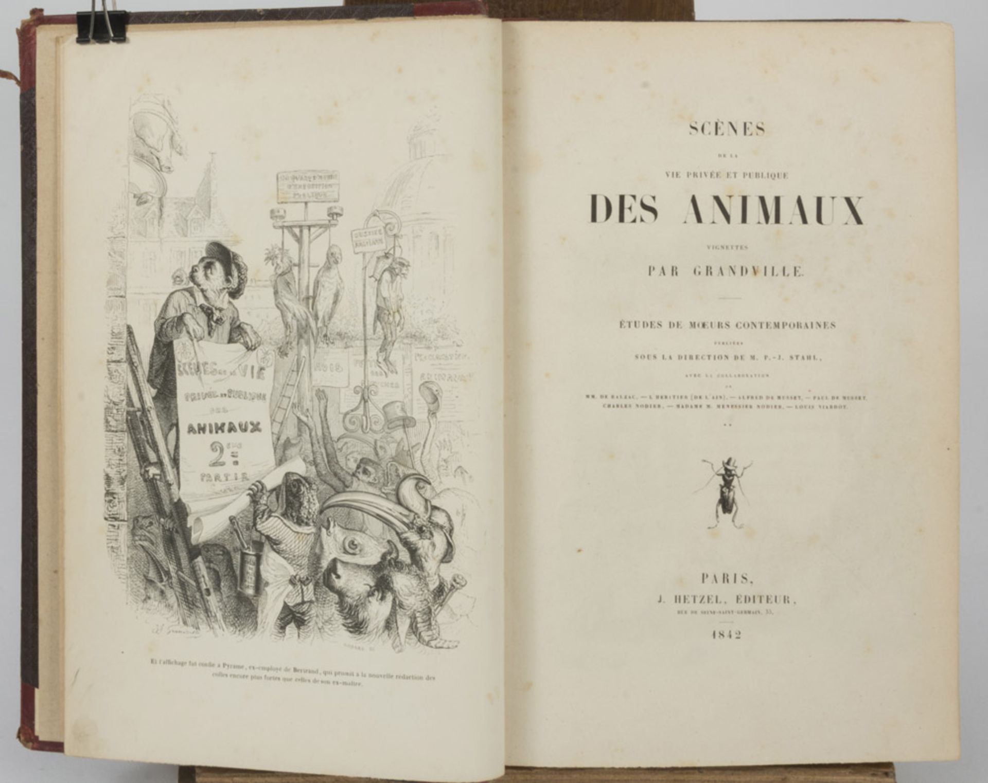 THEATRE ANIMALIER Scenes des Animaux. Two volumes with engravings. Ed. Paris 1842. Half red leather. - Bild 2 aus 2
