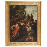 UNKNOWN PAINTER, LATE 17TH CENTURY The way to Calvary Oil on canvas, cm. 63 x 47,5 Gilded frame
