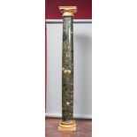 SPLENDID AND RARE PAIR OF COLUMNS, 18TH CENTURY in antique green marble with capital and basement in